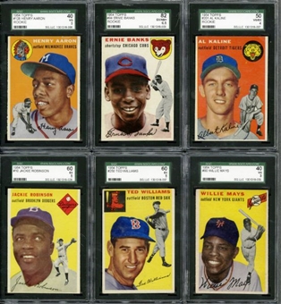 1954 Topps Complete Set of 250 Cards with 13 SGC Graded 